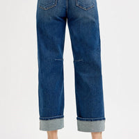Risen - Slouchy Crop Barrel Cuffed Jeans