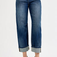 Risen - Slouchy Crop Barrel Cuffed Jeans