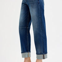 Risen - Slouchy Crop Barrel Cuffed Jeans