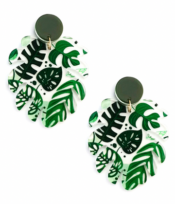 Acetate Tropical Leaf Earrings