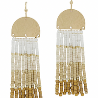 Multi Color Block Seed Bead Tassel Earrings