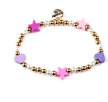 Charm It!®  Gold Heart & Star Stretch Bead Bracelet