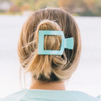 Teleties Medium Square Flat Clip - Totally Turquoise