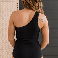 Beach Bound Ribbed One-Piece Swimsuit- Black