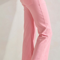 Solid Cropped Work Pants - Light Pink