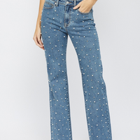 Mica - High Rise Wide Leg with Pearl Embellishments