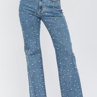 Mica - High Rise Wide Leg with Pearl Embellishments