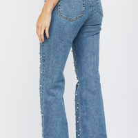 Mica - High Rise Wide Leg with Pearl Embellishments