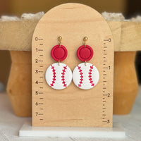 Baseball Dangle Clay Earrings