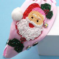 Santa Claus Christmas Holiday Seed Bead Headband