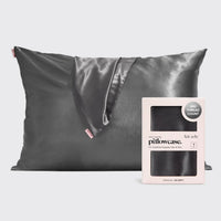 Solid Charcoal Satin Pillowcase - Standard Size