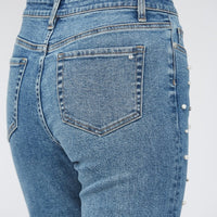 Mica - High Rise Wide Leg with Pearl Embellishments