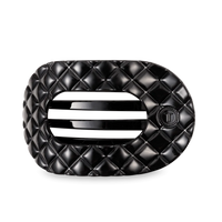 Jet Black Quilted Large Flat Round Hair Clip