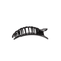 Jet Black Quilted Small Flat Round Hair Clip