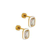 Flat Back Earrings - Whitney White Marshmallow