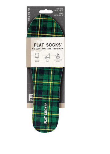 Flat Socks -  Green Plaid - SMALL