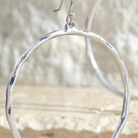 Worn Hammered Casting Hoop Earrings