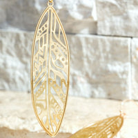 Brass Metal Leaf Filigree Earrings