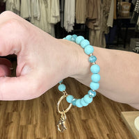 Clay and Glass Bead Accent Key Ring