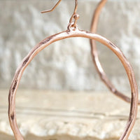 Worn Hammered Casting Hoop Earrings