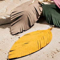 Genuine Leather Leaf Earrings