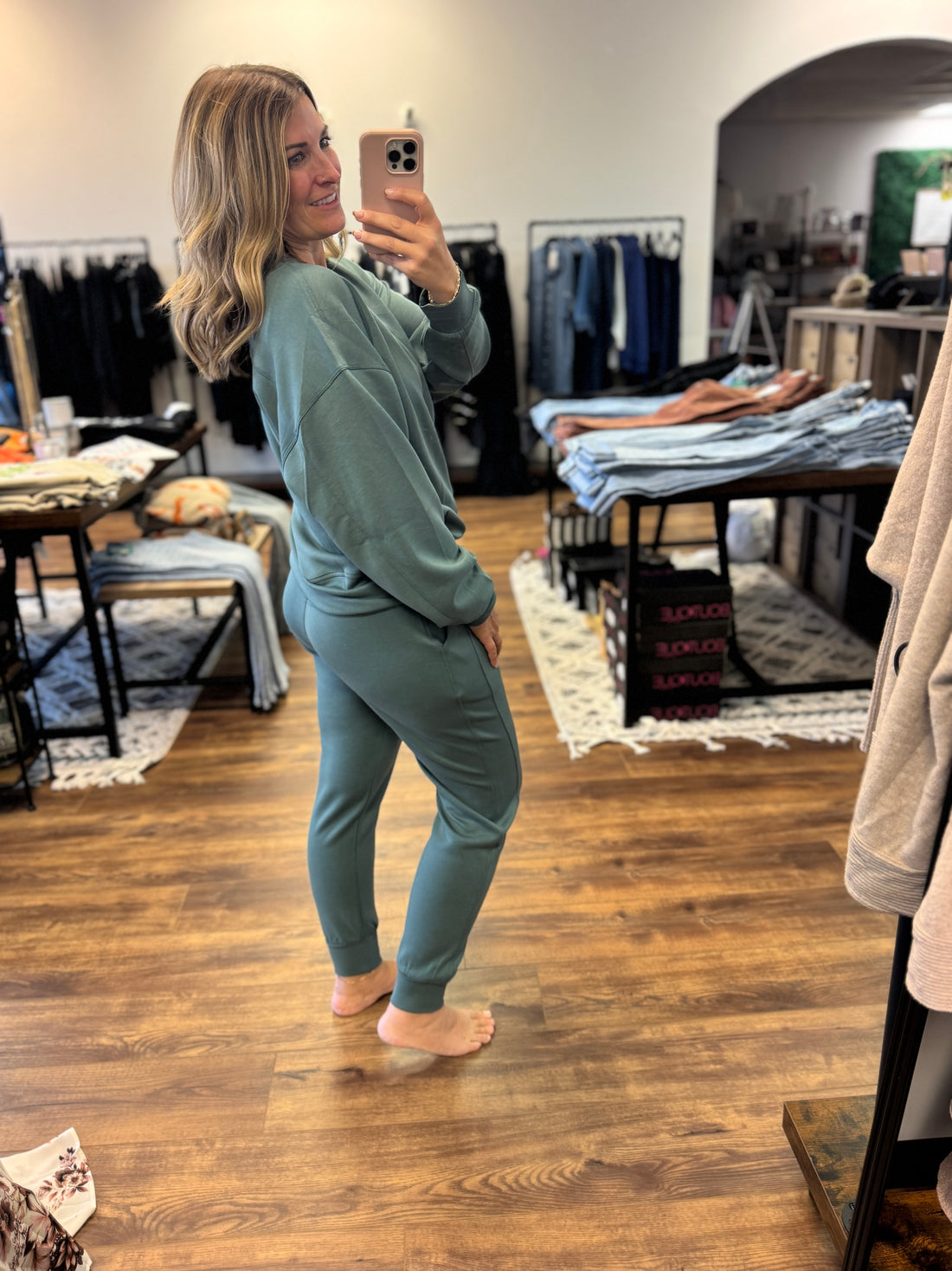 Scuba Crewneck Pullover & Jogger 2-Piece Set - Ash Jade