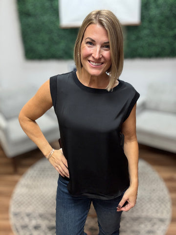 Liverpool - Sleeveless Woven Knit Top - Black