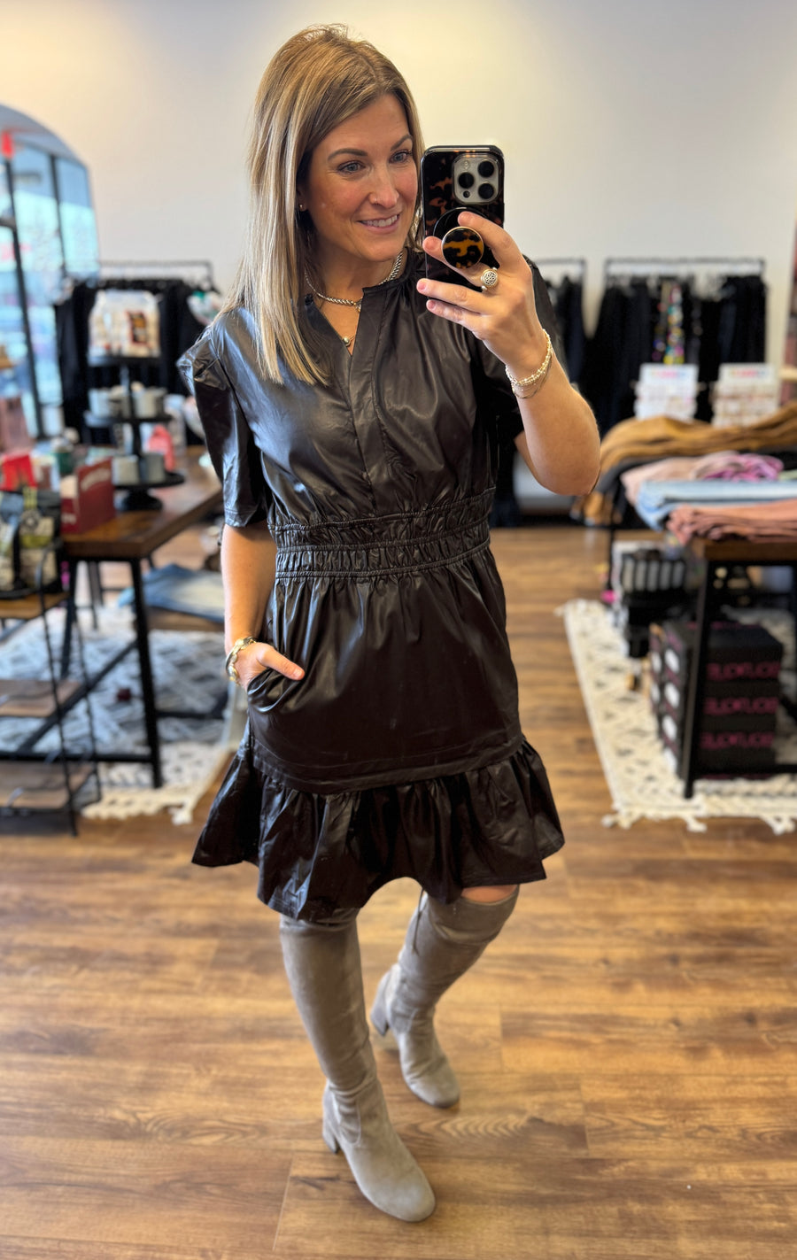 Simply Southern Faux Leather Dress