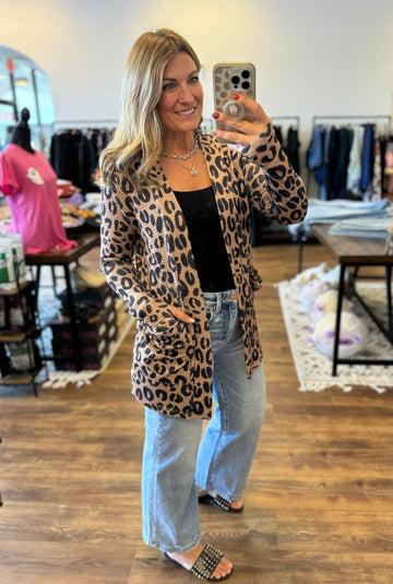 Cheetah Lola Waffle Knit Cardigan
