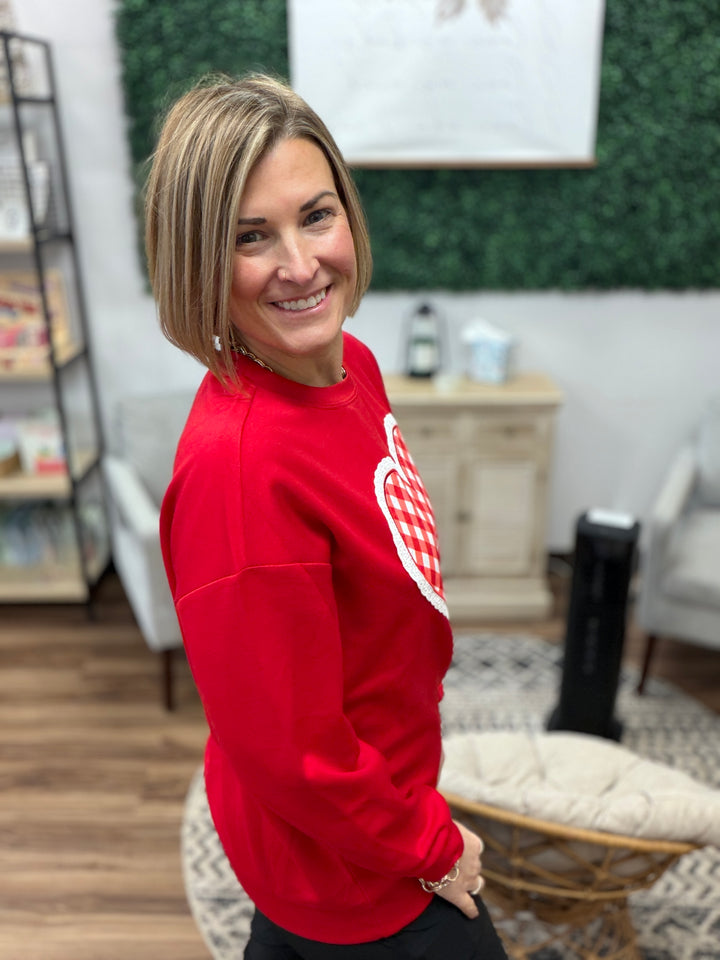 Gingham Heart Luxe Pullover