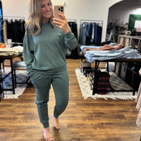 Scuba Crewneck Pullover & Jogger 2-Piece Set - Ash Jade