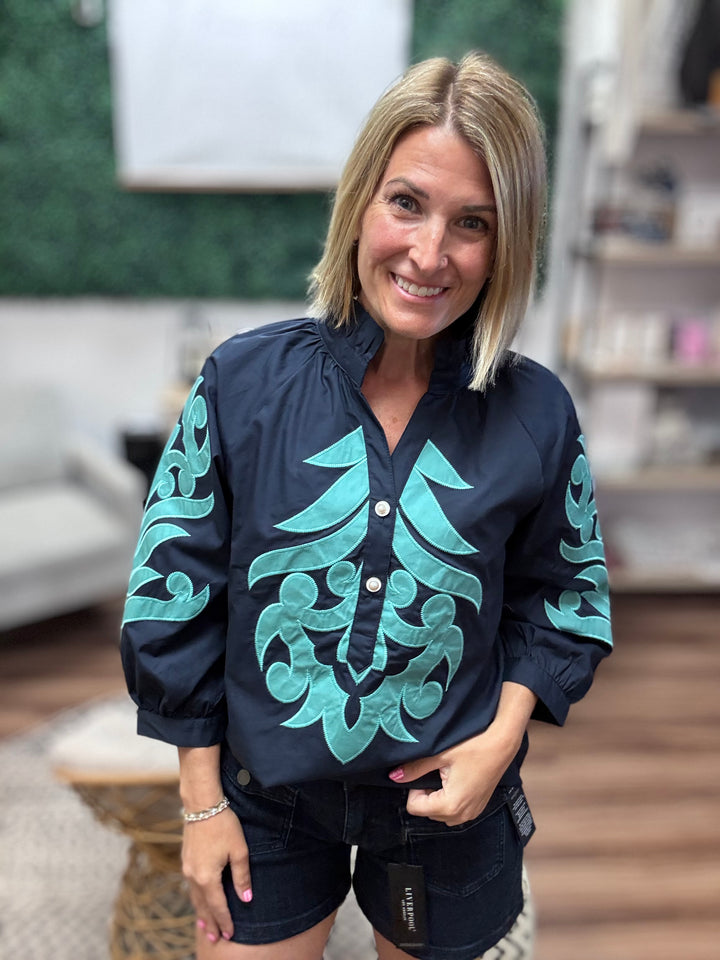 Coastal Charm Embroidered Blouse
