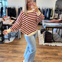 Balloon Sleeve Striped Sweater