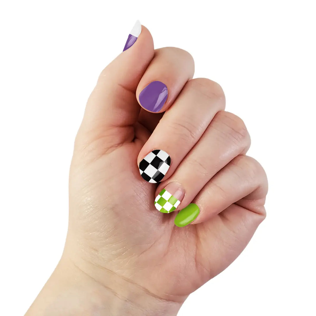 Slimelight | Green, Purple, Black Check Halloween Nail Wrap