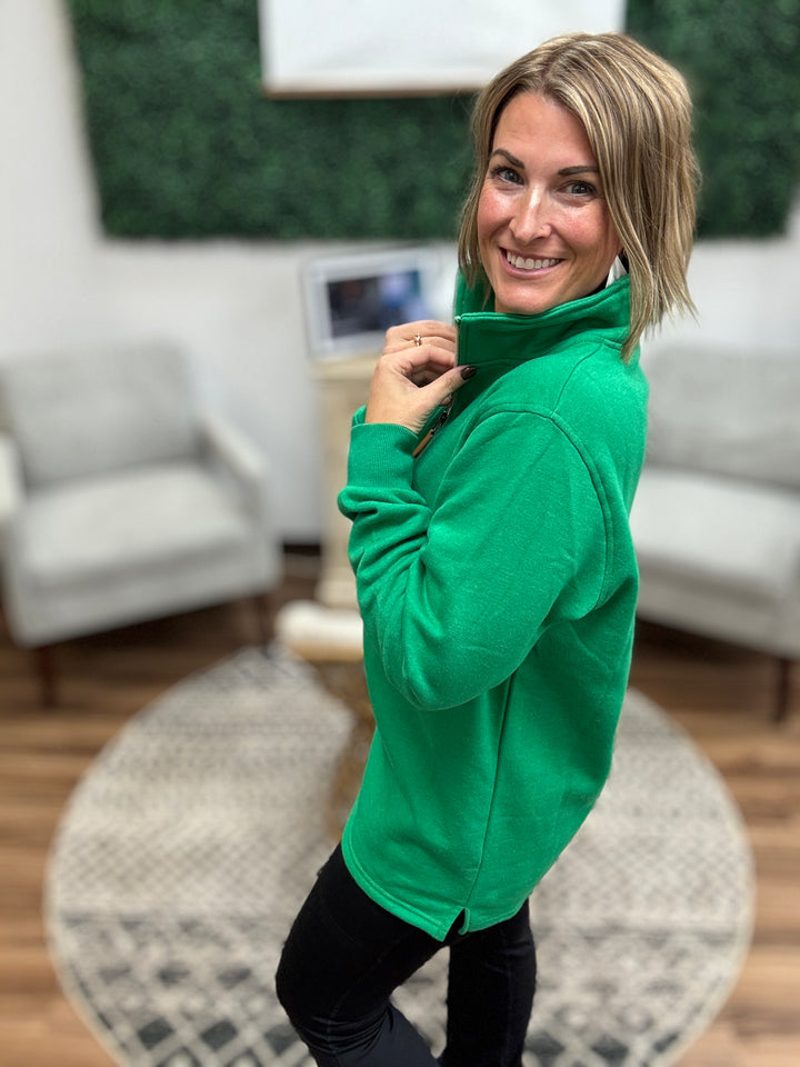 Miley - Vintage Quarter Zip Pullover - Green
