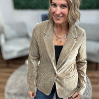 Liverpool - Velvet Fitted Collared Long Sleeve Blazer