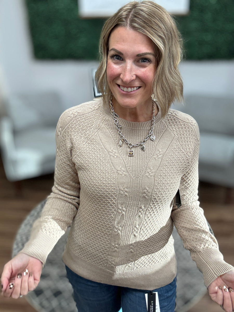 Liverpool - Long Sleeve Crew Neck Raglan Sweater - Tan