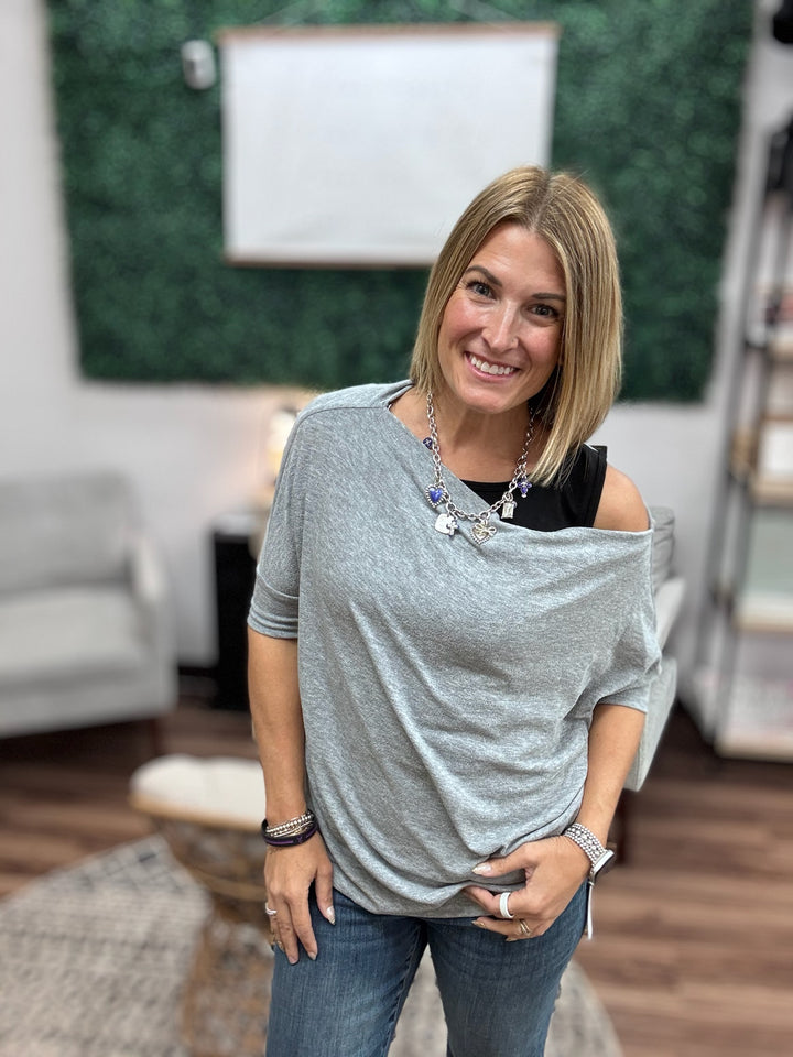 Day to Night Short Sleeve Dolman - Heather Grey