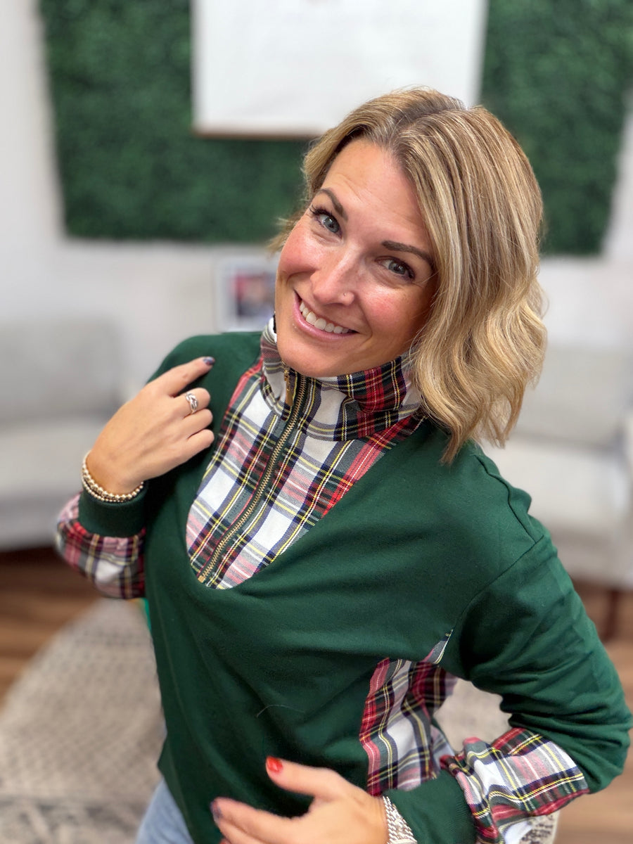 Juniper Plaid Pullover- Green