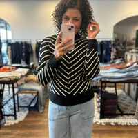 Renee - Diagonal Striped Mock Neck Sweater