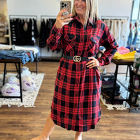 Michelle - Flannel Plaid Longline Shacket