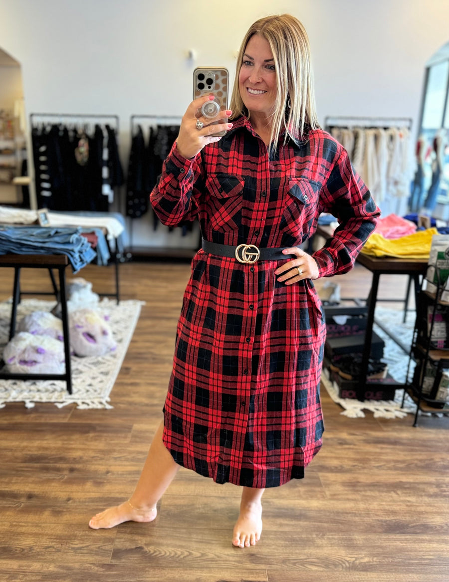 Michelle - Flannel Plaid Longline Shacket