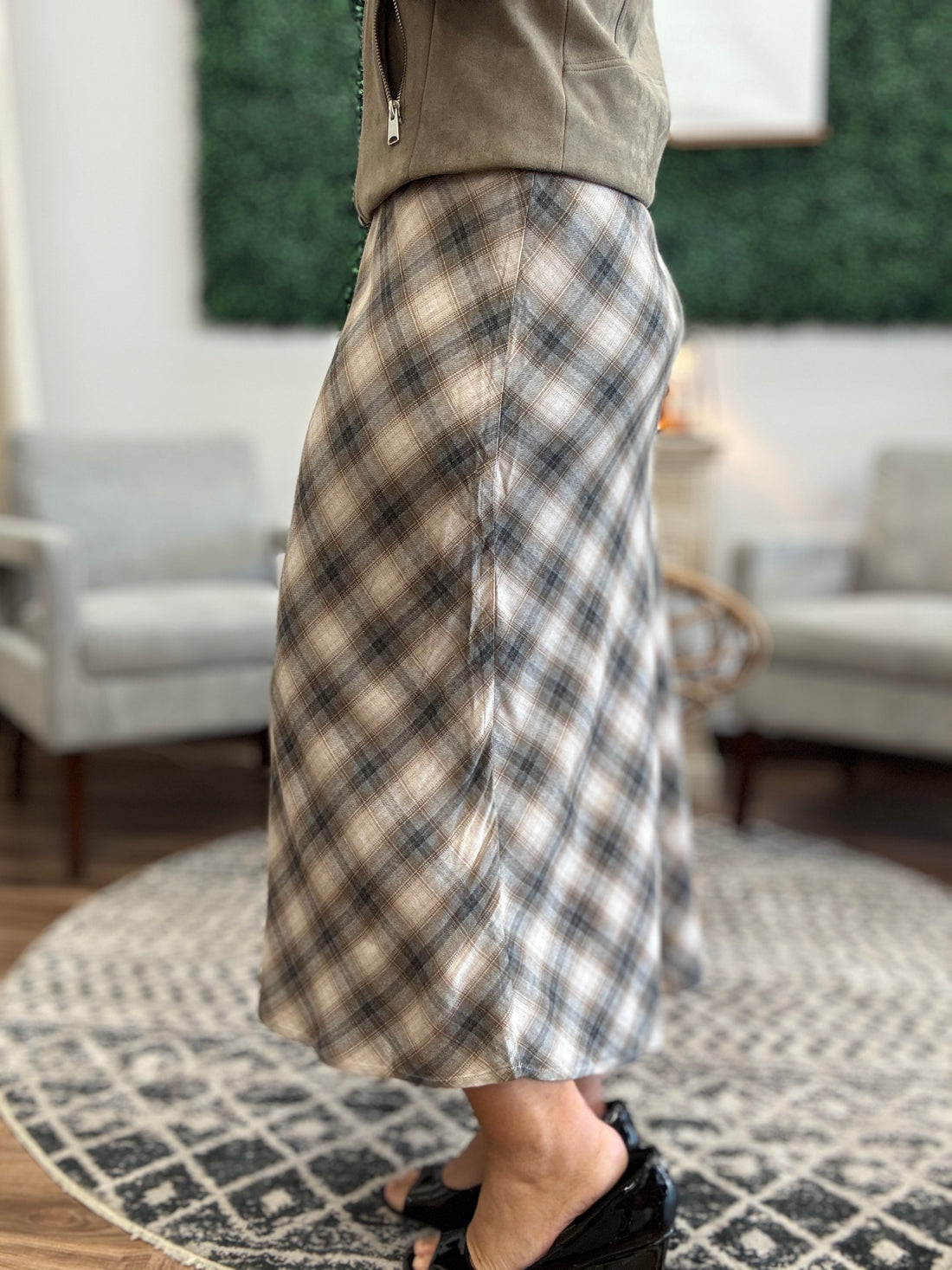 Tartan Plaid Midi Skirt