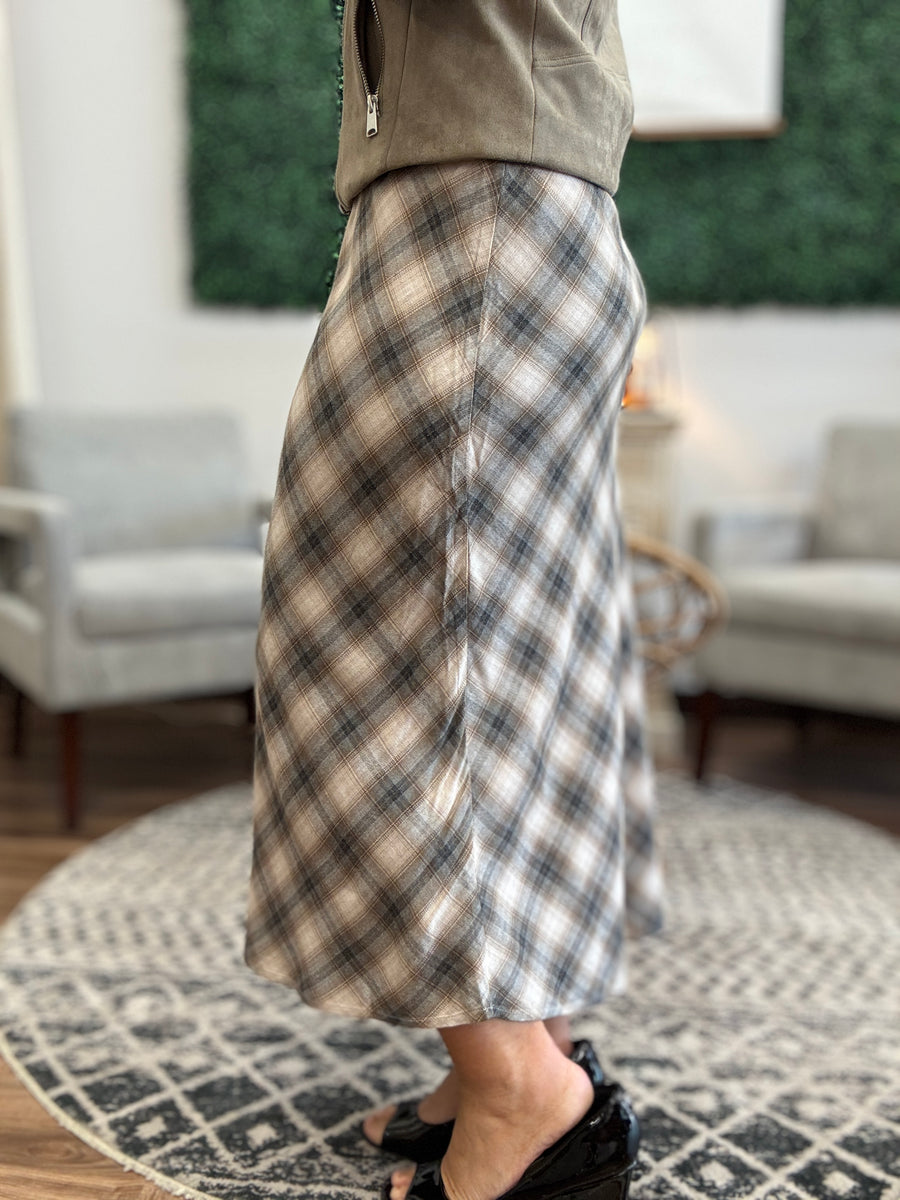 Tartan Plaid Midi Skirt