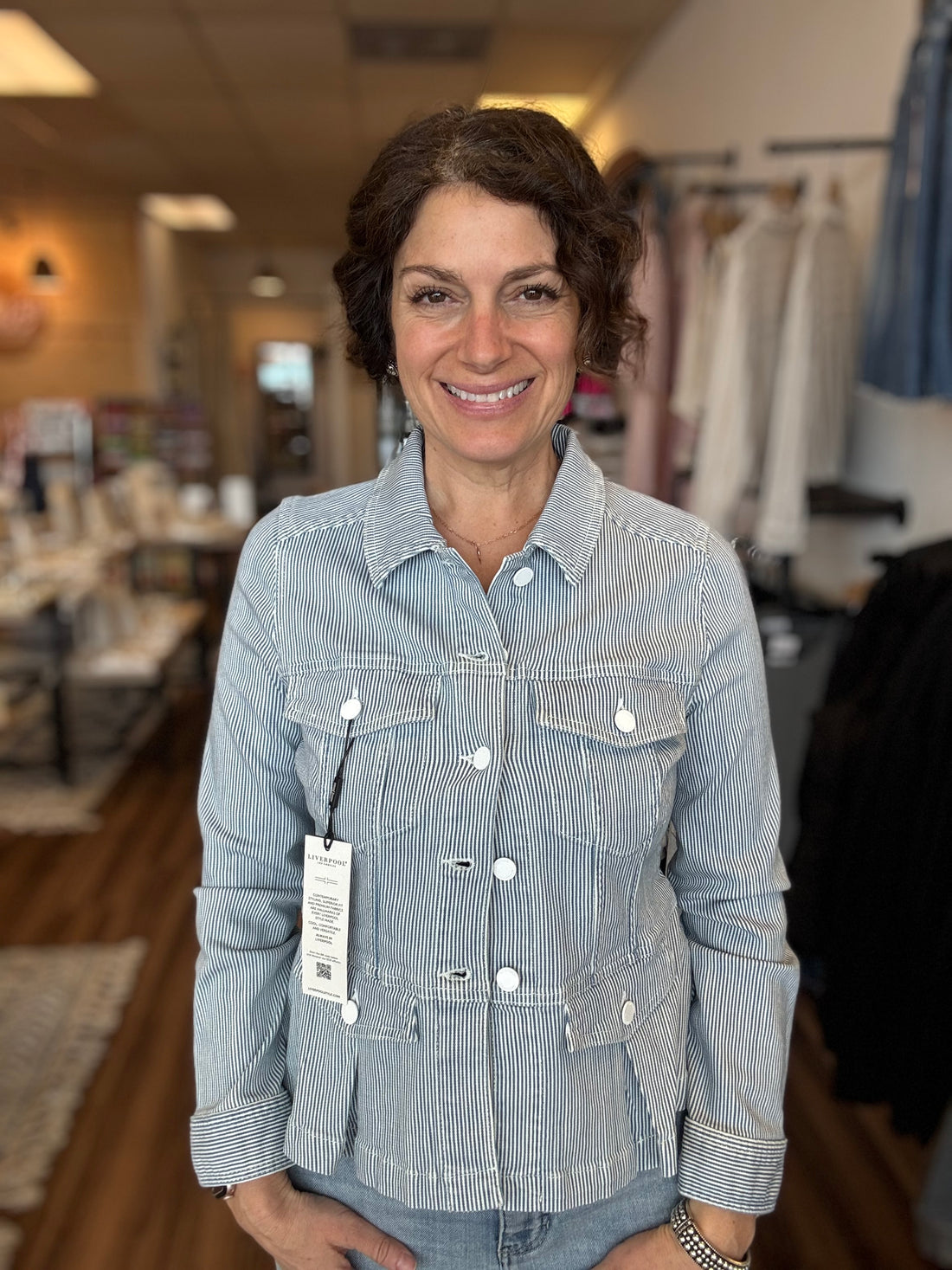 Liverpool - Pinstripe Peplum Jacket