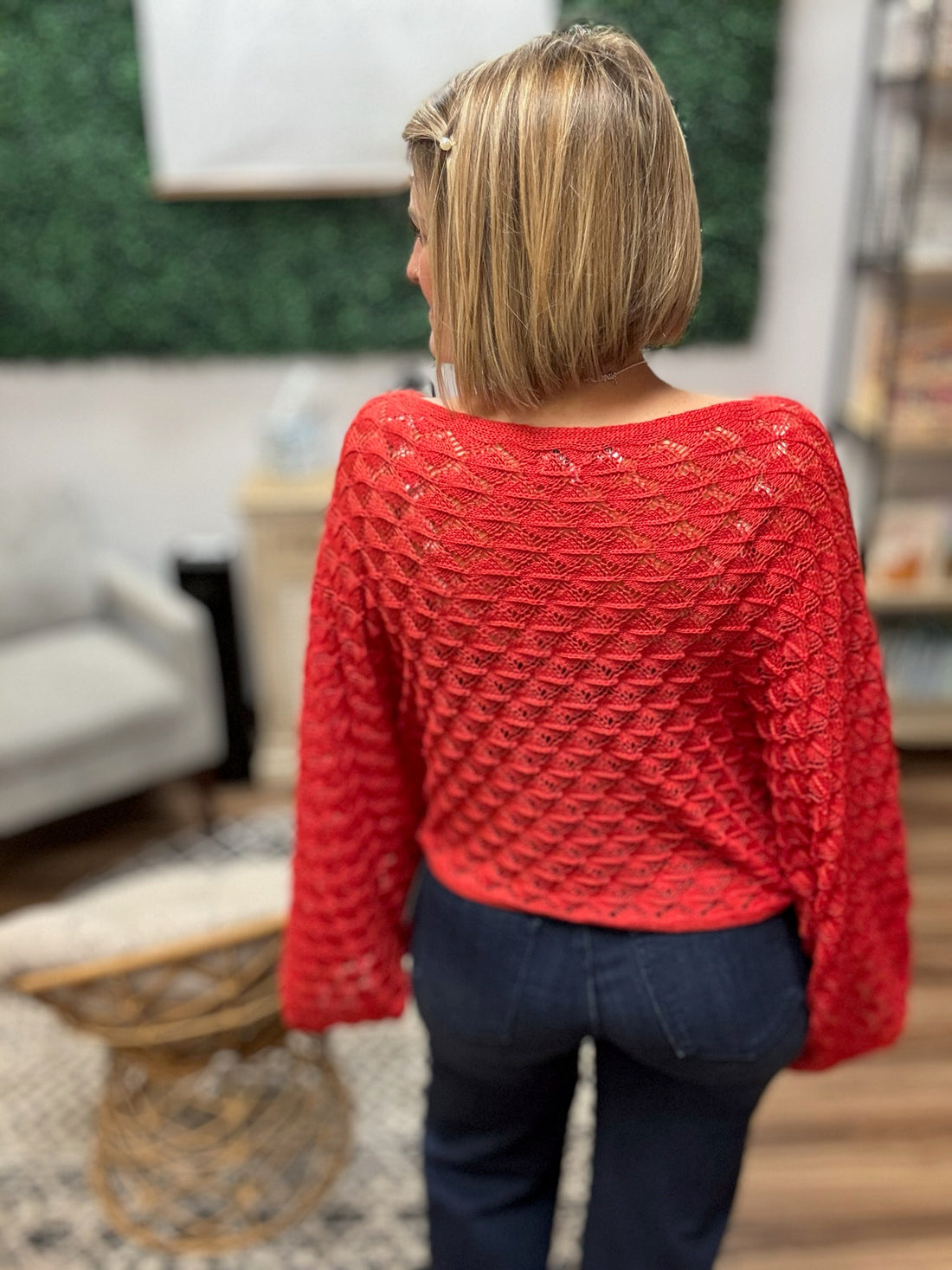 Free Spirit Bell Sleeve Sweater - Red