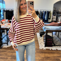 Balloon Sleeve Striped Sweater