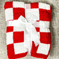 Christmas Checkered Cloud Blanket - Red