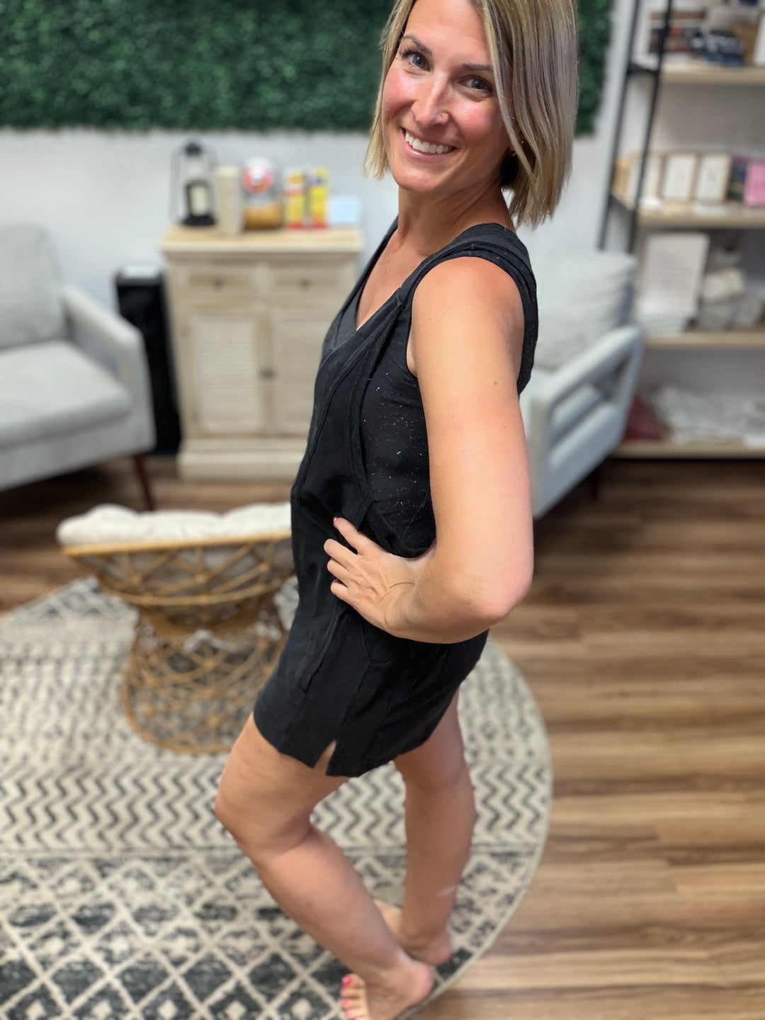 Beach Please Romper - Black