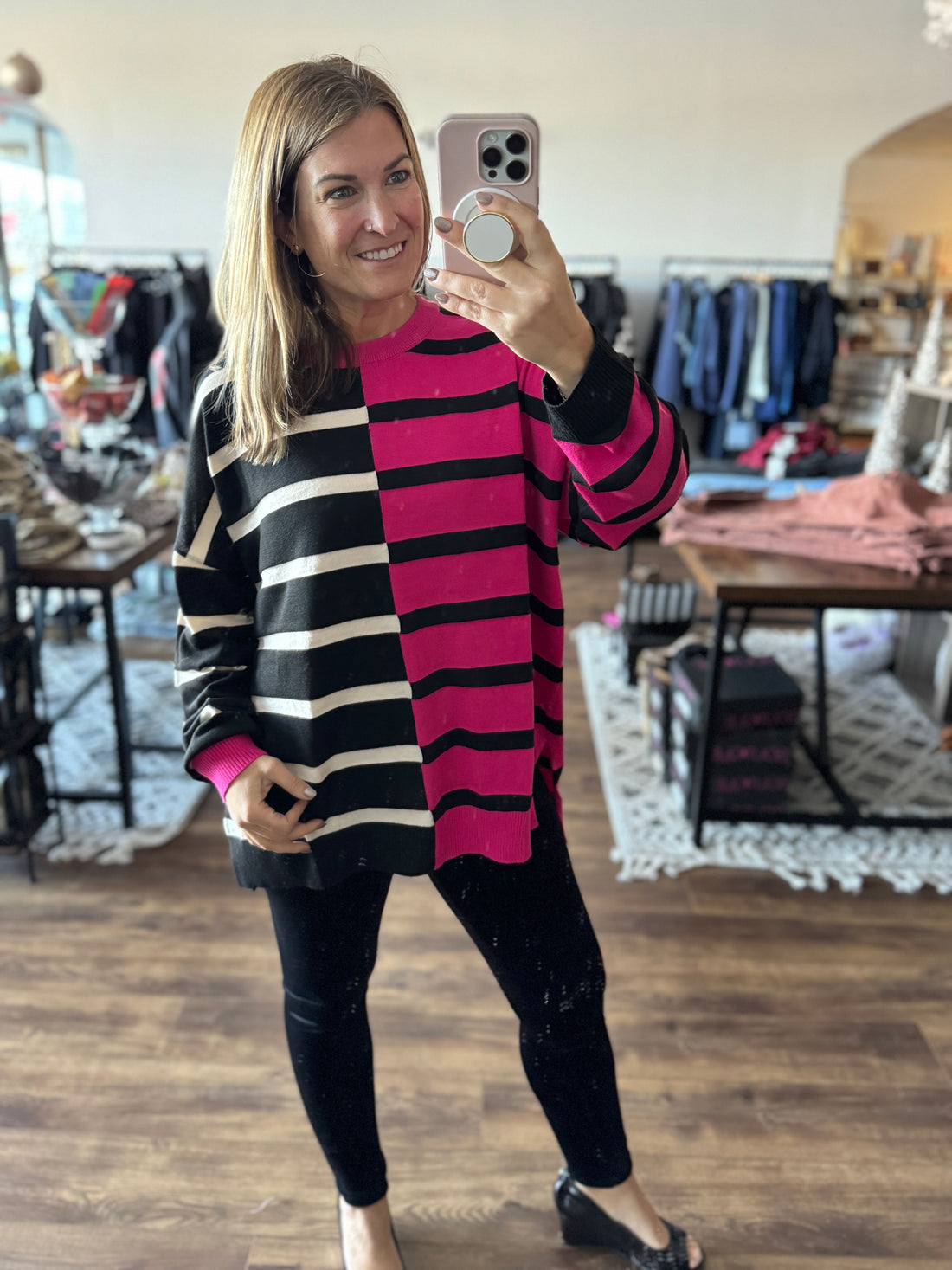 Parker Striped Sweater - Pink